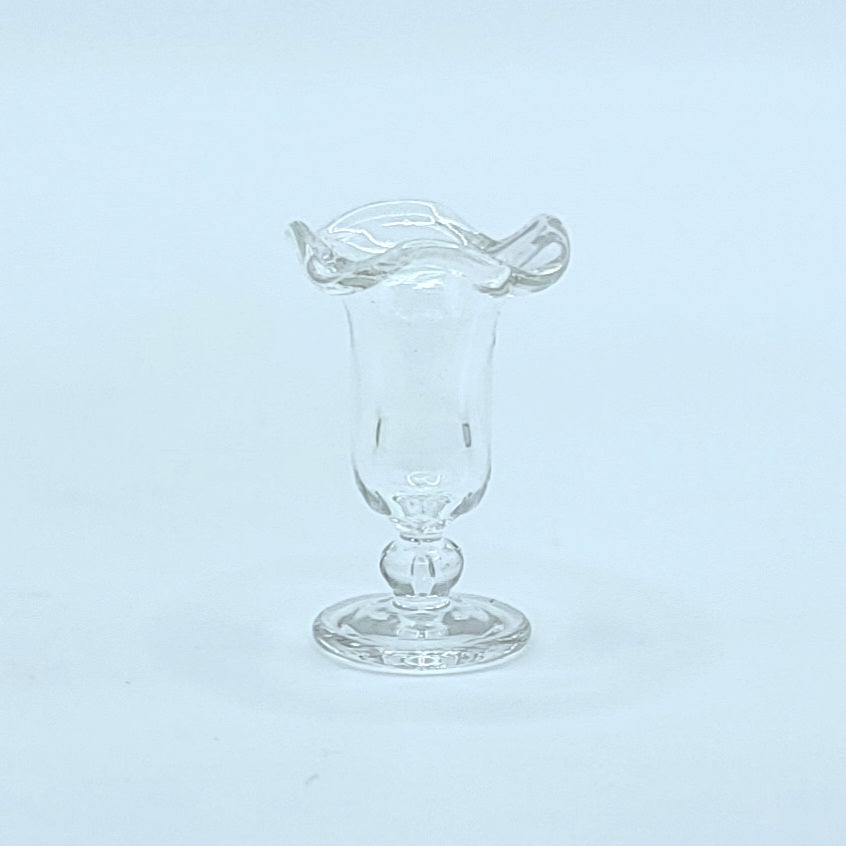 Glass Fluted Ice Cream Sundae Bowl - 1/12 Scale Dollhouse Miniature