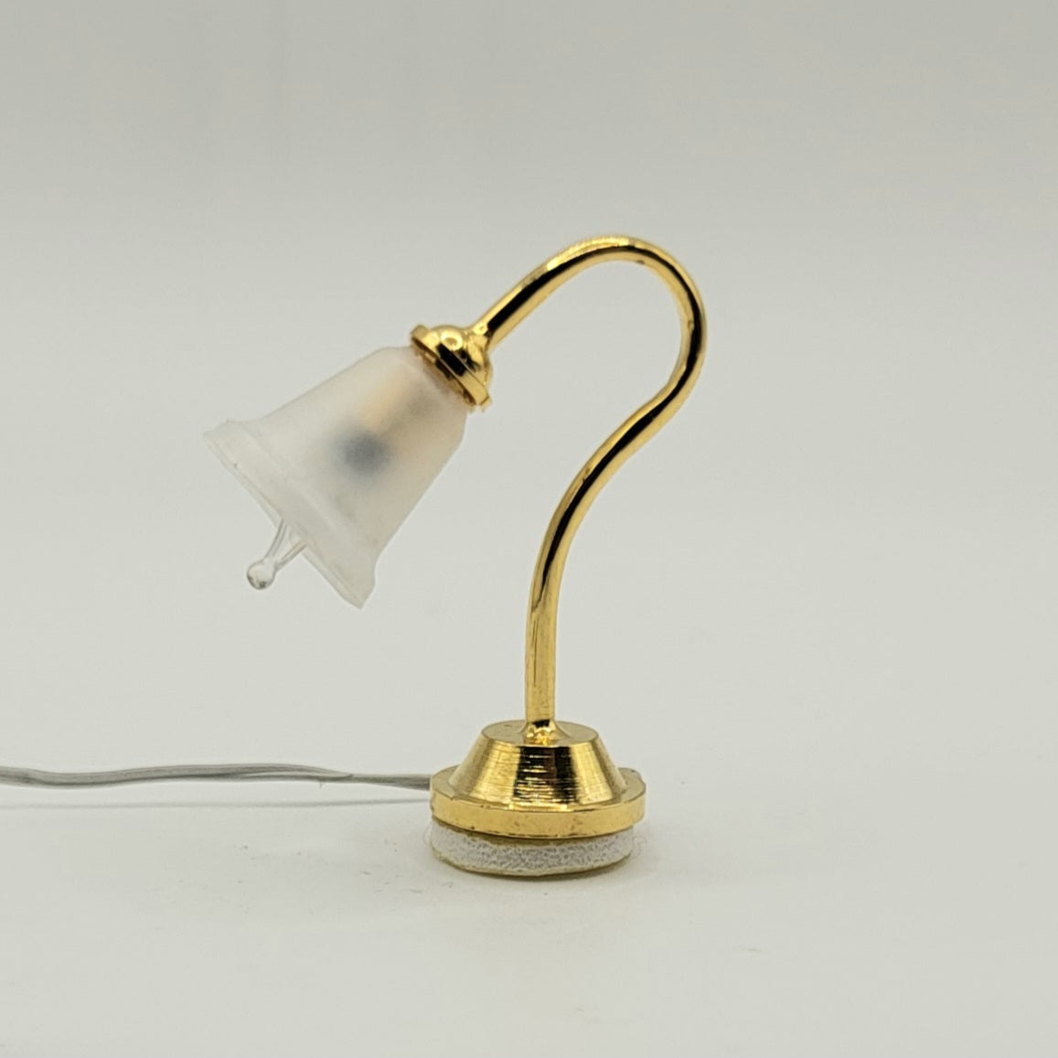 Brass Desk Lamp with Frosted Tulip Shade - 12-Volt - 1/12 Scale Dollhouse Miniature