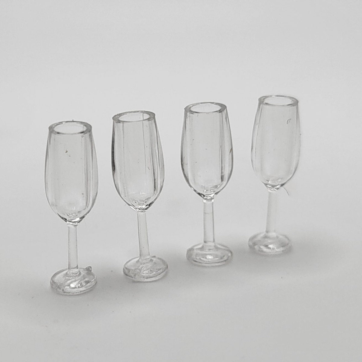 Plastic Champagne Glasses - Set of 4 - 1/12 Scale Dollhouse Miniature