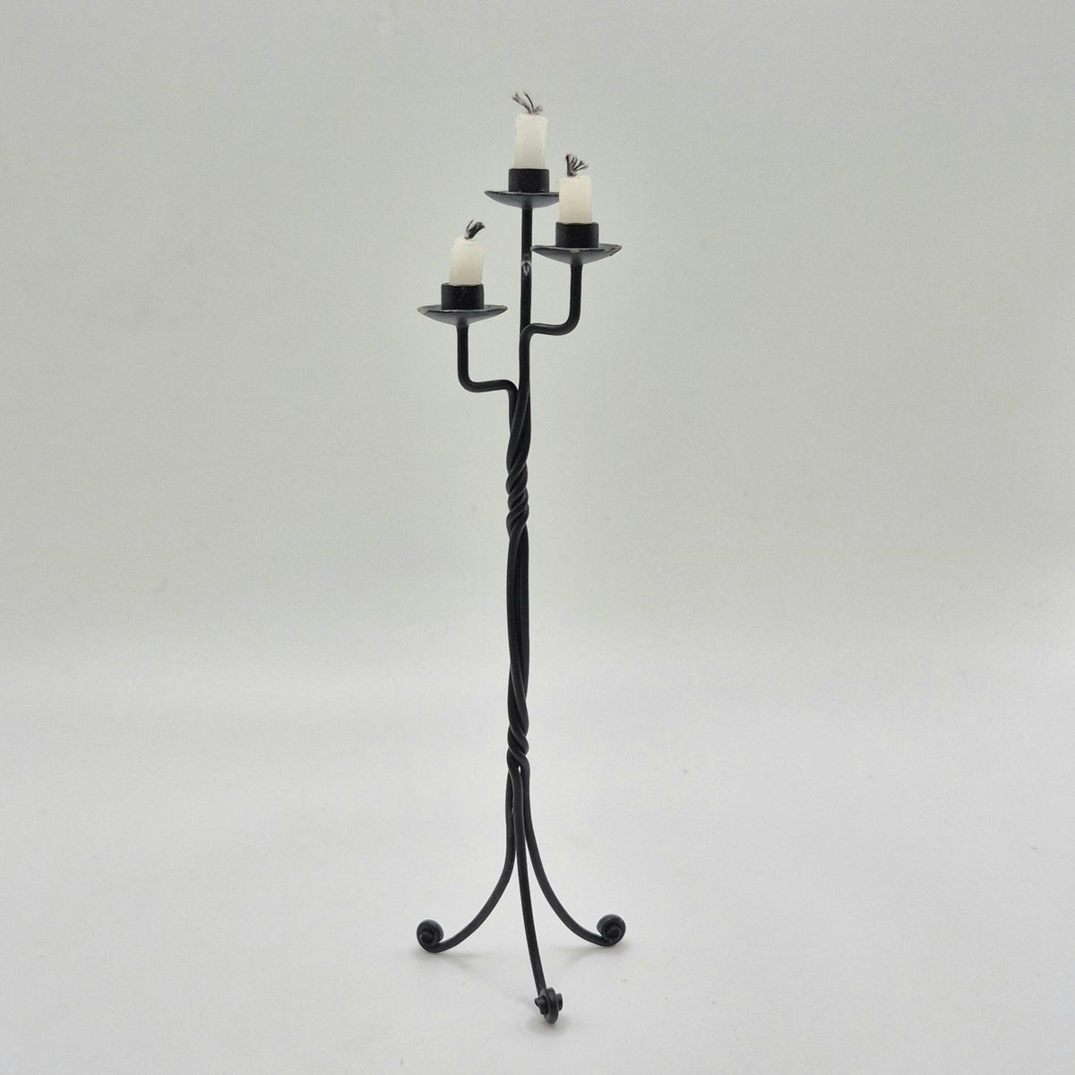 3-Tier Candle Holder - Black Wrought Iron Look - 1/12 Scale Dollhouse Miniature
