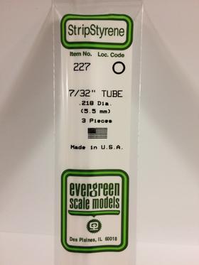 Evergreen Tube .219" Diameter - Opaque White Polystyrene - #227