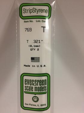 Evergreen T Channel 8.1MM - Opaque White Polystyrene - #769