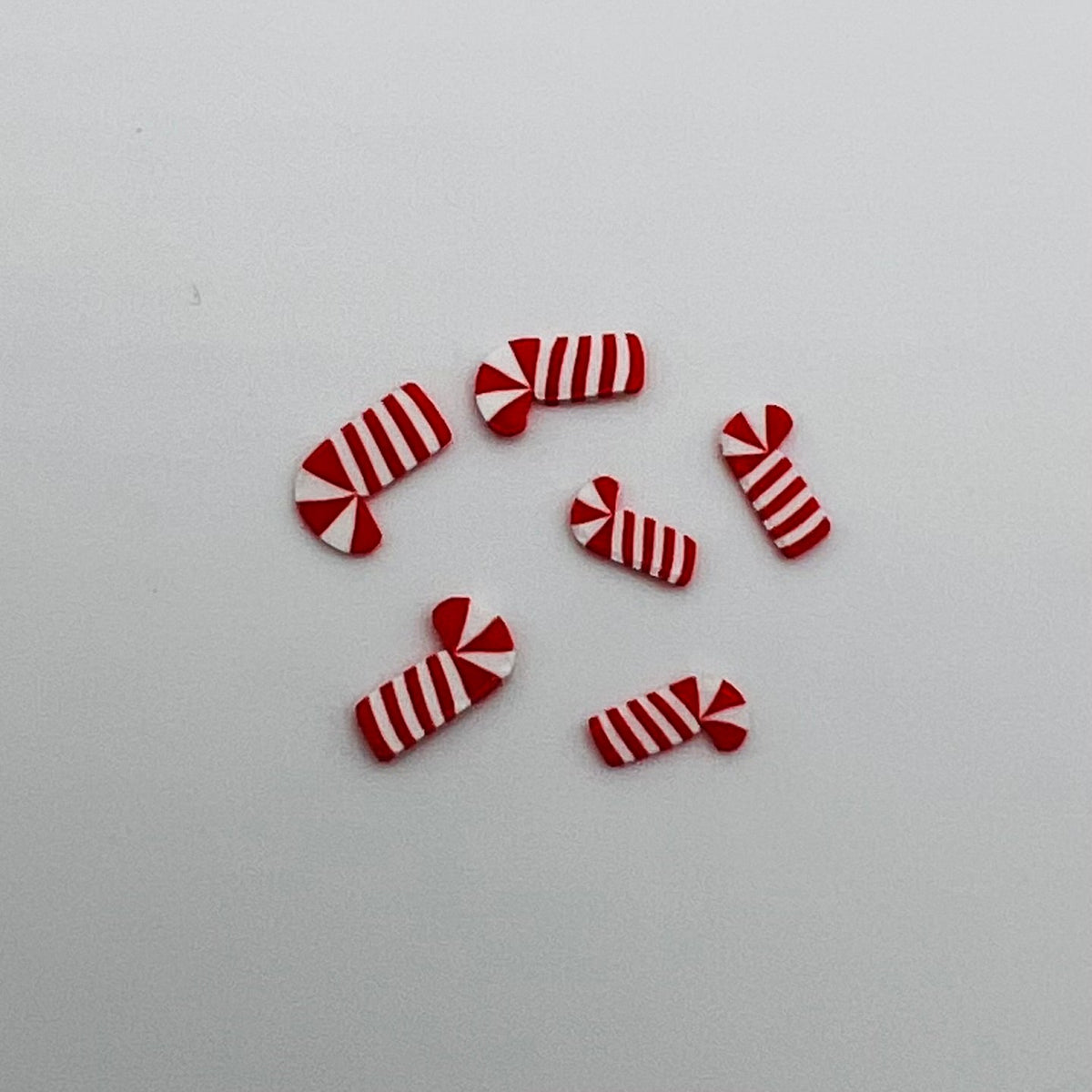Candy - Shaped Like Candy Cane - 6 Pieces - Polymer Clay - 1/12 Scale Dollhouse Miniature
