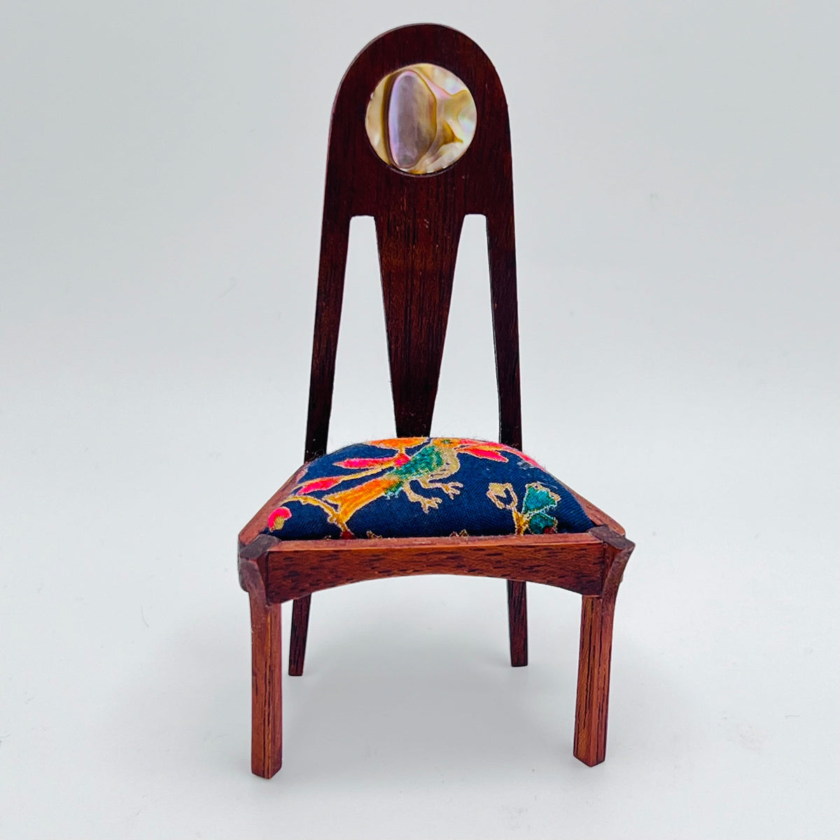 Dark Walnut Art Nouveau Side Chair - 1/12 Scale Dollhouse Miniature