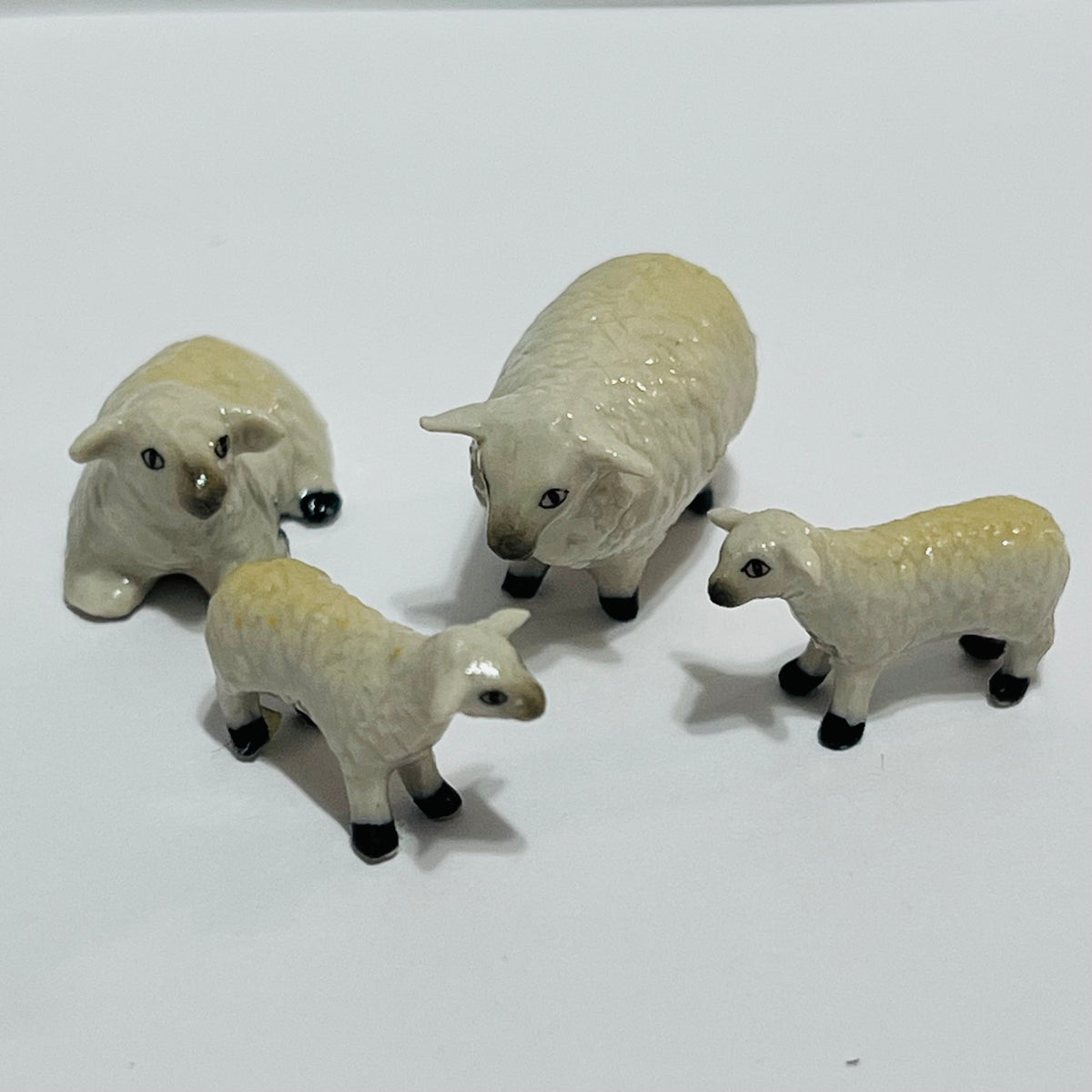 Set of 4 Vintage Sheep/Lambs - Bone China - 1/12 Scale Dollhouse Miniature