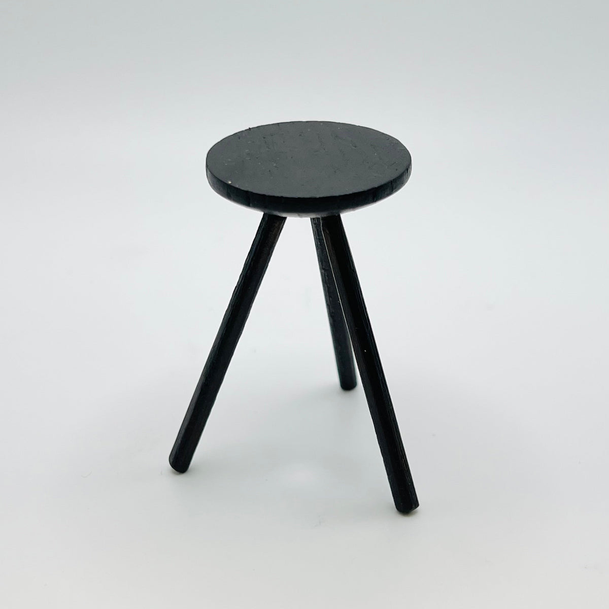 3-Legged Tall Stool - Black - 1/12 Scale Dollhouse Miniature