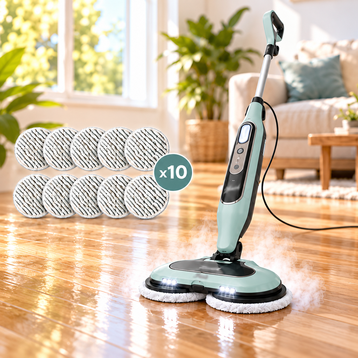 Steam Mop & Upgraded Steam Scrubber, 302°F High Temp Chemical-Free Floor Cleaner