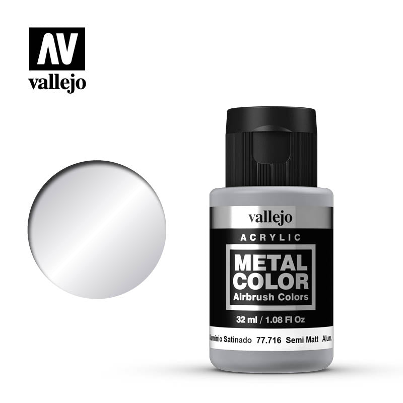 Metal Color Airbrush Colors by Vallejo - 77.716 Semi Matt Aluminium
