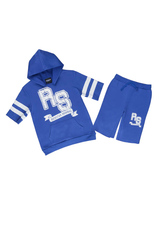 Boys Alik Royal Blue Hooded Fleece Short Set