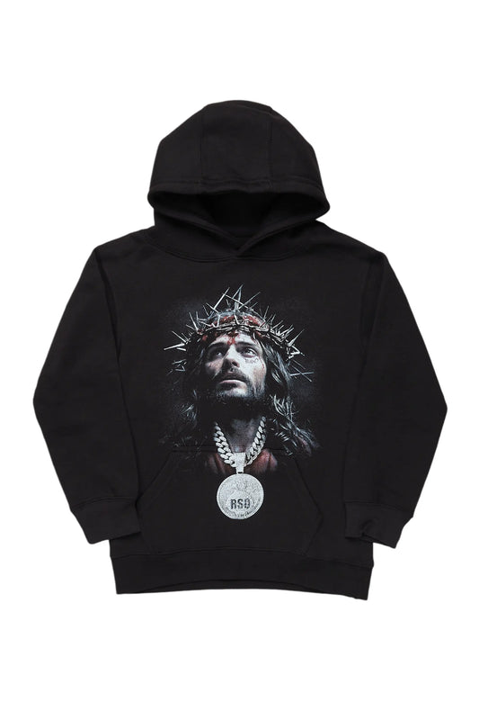 Boys Amina Black Graphic Hoodie
