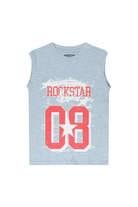 Boys Allstar Grey/Red Cut Off Graphic T-Shirt