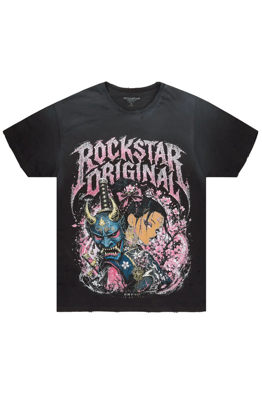 Bloszom Black Graphic T-Shirt