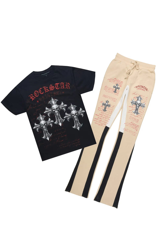 Bowman Black/Beige T-Shirt/Relaxed Track Set