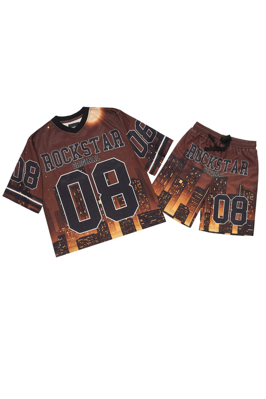 Boys Andres Brown Boxy T-Shirt/Short Set