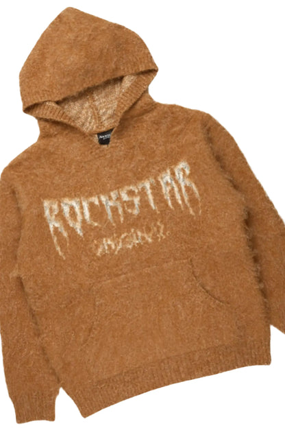 Boys Andros Brown/Light Blue Mohair Hoodie/Stacked Flare Jean Set