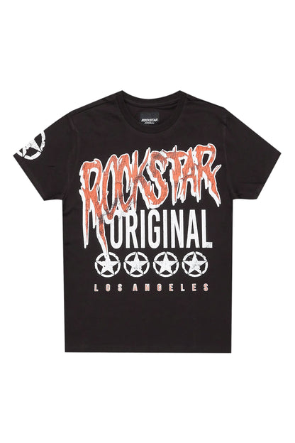 Boys Arjun Black Graphic T-Shirt