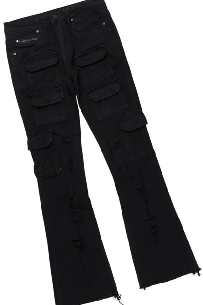 Boys Amos Dark Grey Hoodie/Stacked Flare Jean Set