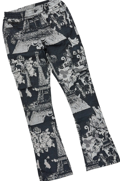 All Seeing Eyes Black Hoodie & Lamont Stacked Flare Tapestry Jean Bundle