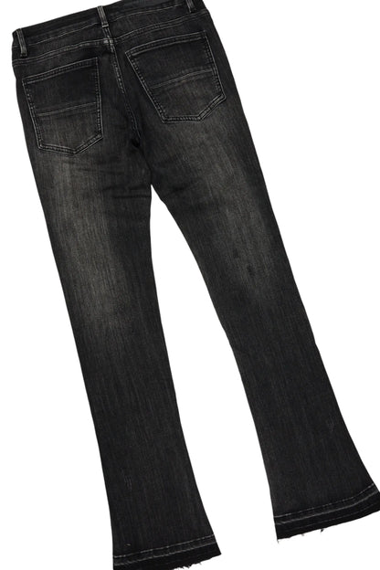 Amina Black Hoodie & Rani Stacked Flare Jean Set