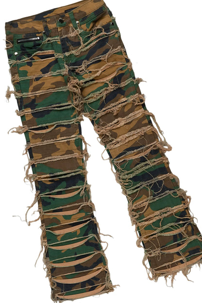 Boys Barrett Camo/White T-Shirt/Stacked Flare Jean Set