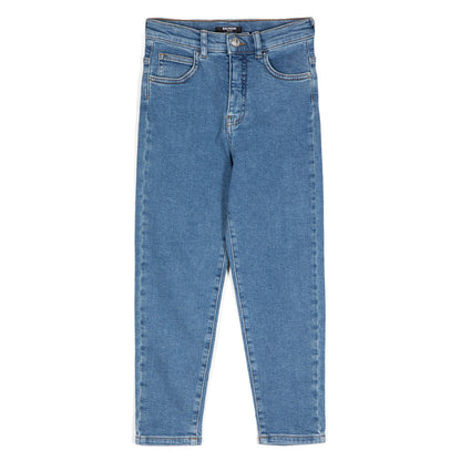 Balmain Kids Straight Leg Cotton Blend Jeans