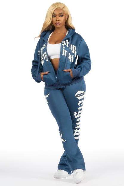 Annamarie Navy Zip Up Stacked Track Set