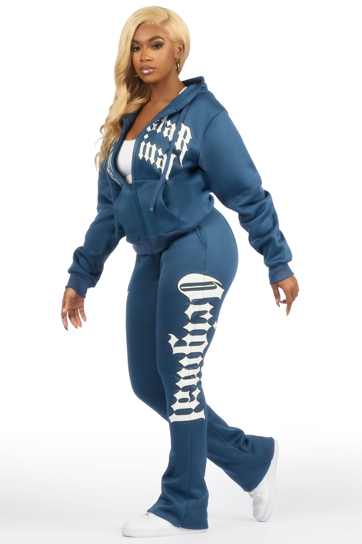 Annamarie Navy Zip Up Stacked Track Set
