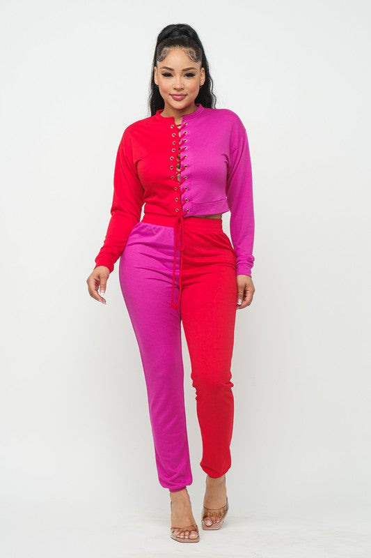 Aretha Red/Pink Lounge Track Set