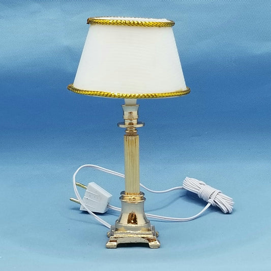 Brass Column Table Lamp - Dollhouse Miniature - 1/12 Scale