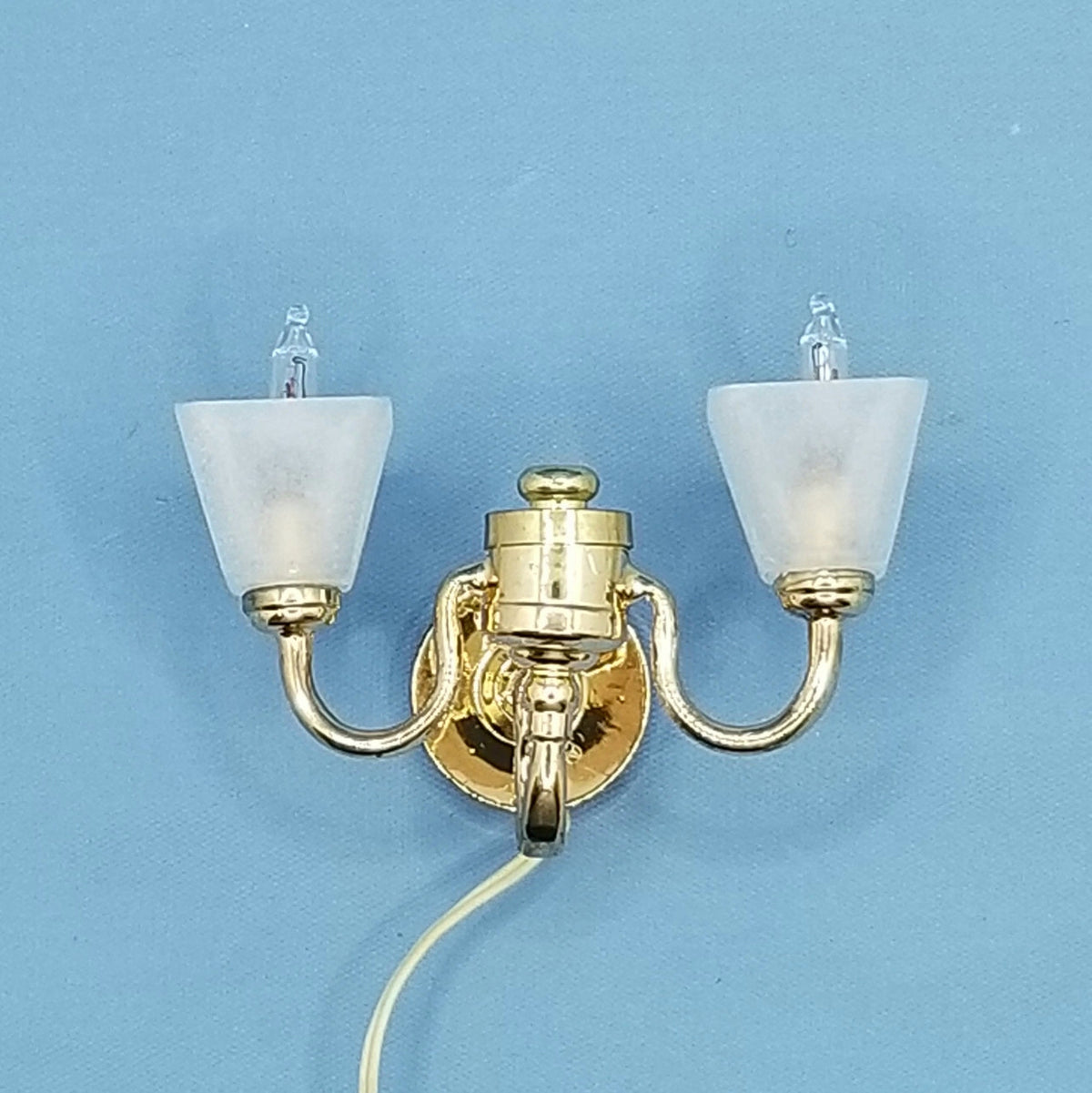 Double Frosted Square Wall Sconce - 1/12 Scale - Dollhouse Lighting