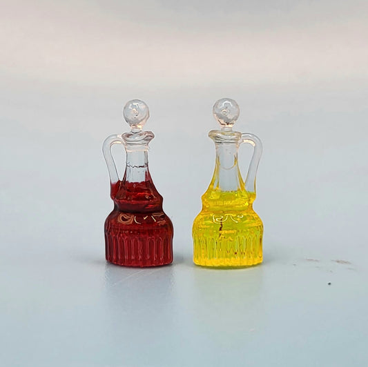 Oil and Vinegar Cruets - 1/12 Scale Dollhouse Miniature