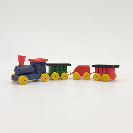 Miniature Wooden Toy Train Set - 4 Pieces - 1/12 Scale