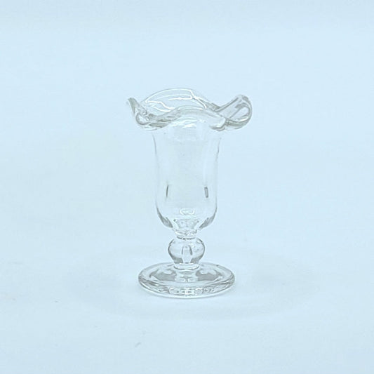 Glass Fluted Ice Cream Sundae Bowl - 1/12 Scale Dollhouse Miniature
