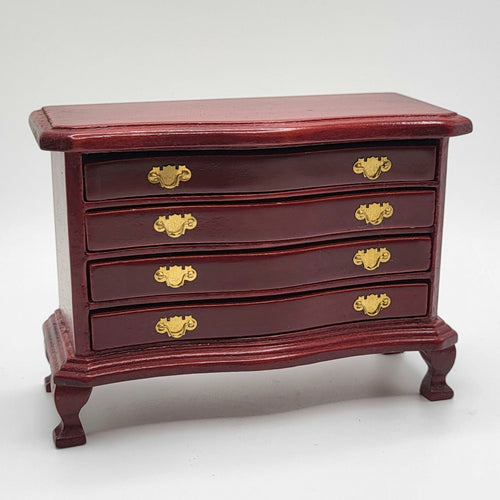 Chest of Drawers - Mahogany 4-Drawer - 1/12 Scale Dollhouse Miniature