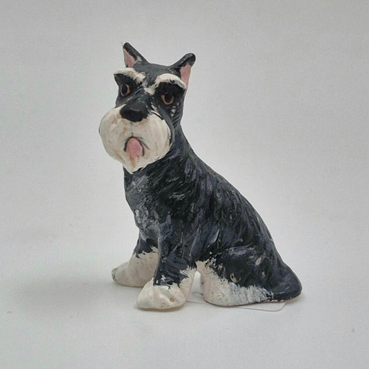 Schnauzer Sitting and Looking Left - 1/12 Scale Dollhouse Miniature