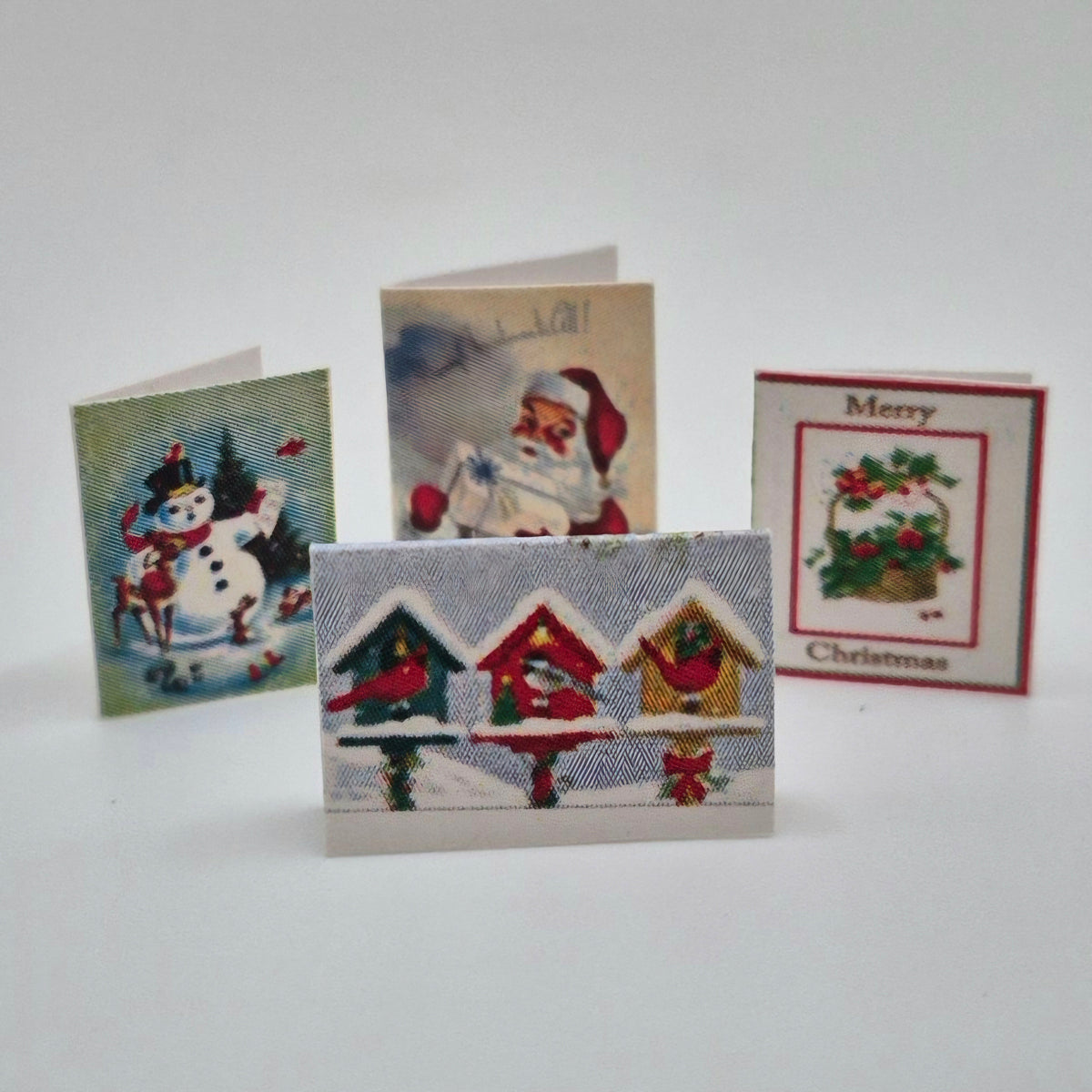 Set of 4 Christmas Cards - 1/12 Scale Dollhouse Miniature
