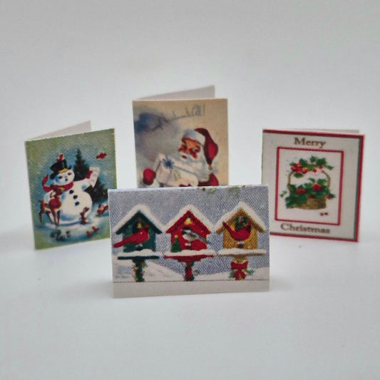 Set of 4 Christmas Cards - 1/12 Scale Dollhouse Miniature