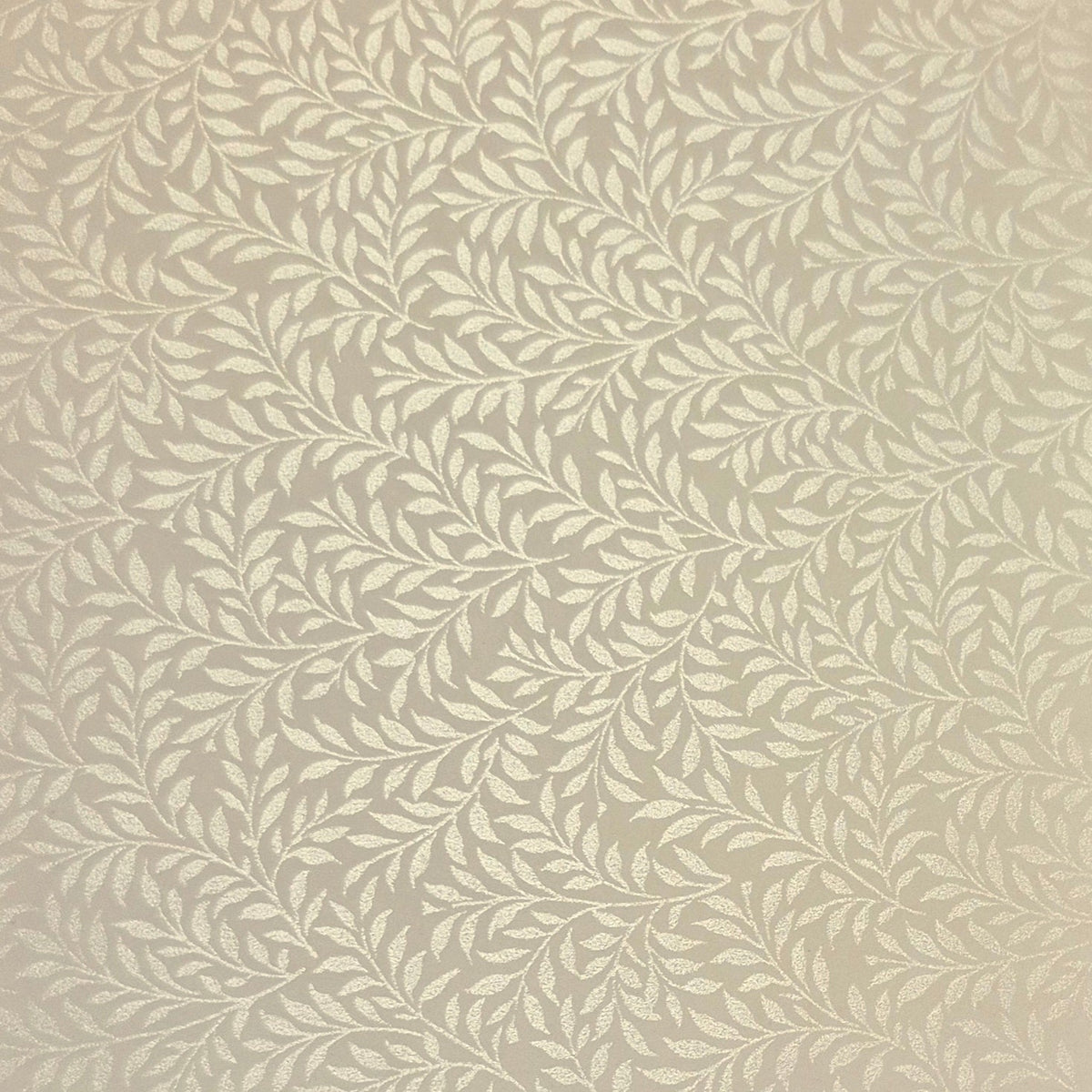 Ivory on Ivory Leaf Pattern - Satin Finish Wallpaper - 1/12 Scale Dollhouse Miniature