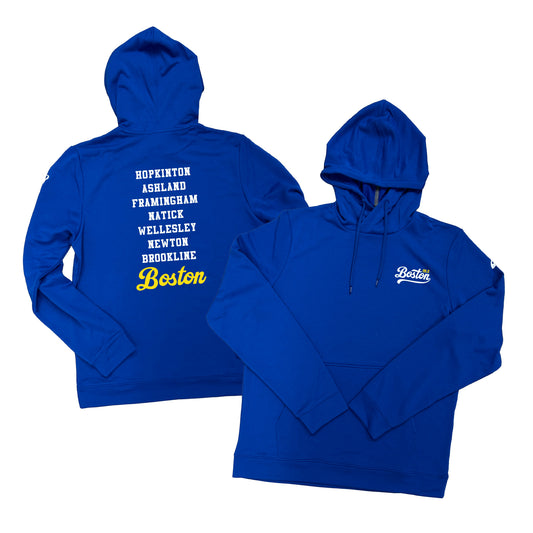 Boston 26.2 - ASICS Unisex French Terry Pullover Hoodie Royal (2031A617-044) (HBM26-11 LC, HBM26-12 Back)