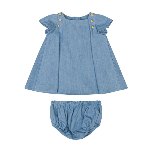 Balmain Kids Chambray Dress With Bloomer