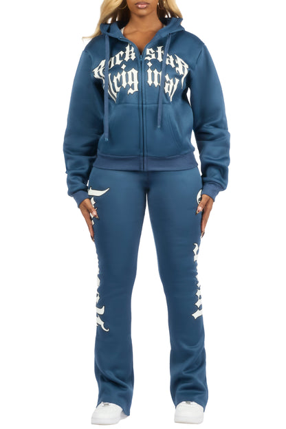 Annamarie Navy Zip Up Stacked Track Set