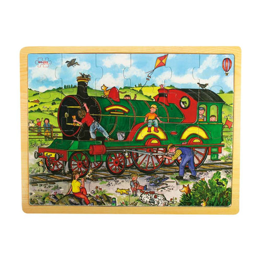 24 Piece Train Wooden Jigsaw Puzzle Tray