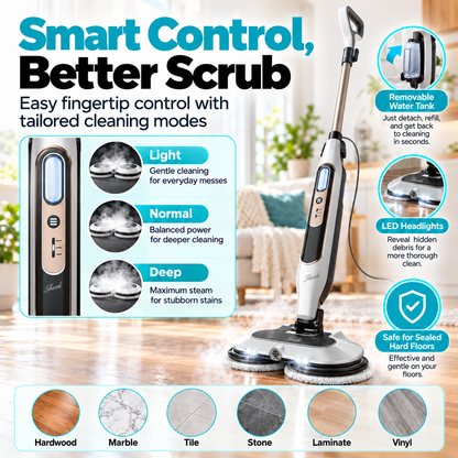 Steam Mop & Upgraded Steam Scrubber, 302°F High Temp Chemical-Free Floor Cleaner