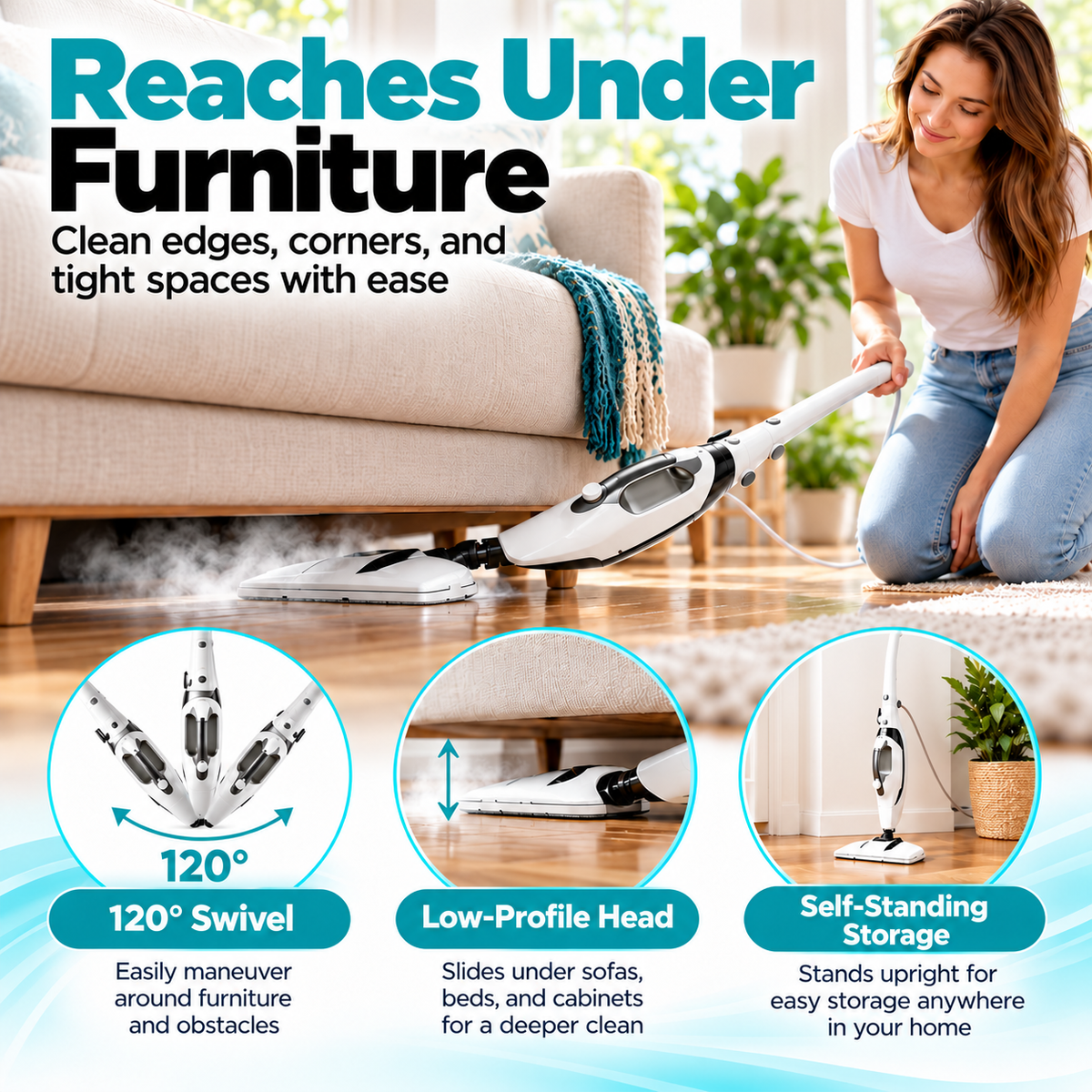 Steam Mop & Upgraded Steam Scrubber, 302°F High Temp Chemical-Free Floor Cleaner