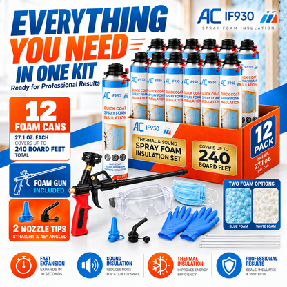 Closed Cell Spray Foam Insulation Kit | IF930 Quick Coat Expanding Foam with Gun & Nozzles