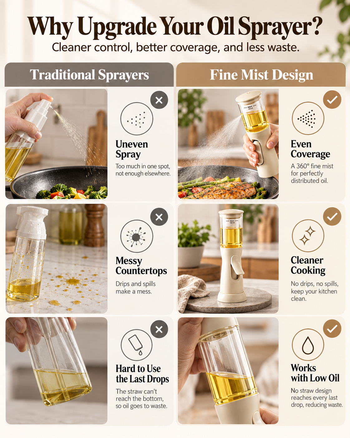 Glass Oil Sprayer, 100ml 360° Fine Mist Oil Spray Bottle for Air Fryers, Salads, BBQ, and Pan Cooking