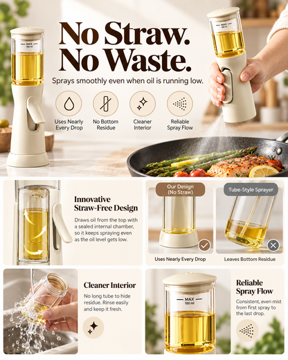 Glass Oil Sprayer, 100ml 360° Fine Mist Oil Spray Bottle for Air Fryers, Salads, BBQ, and Pan Cooking