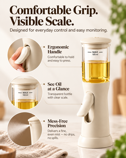 Glass Oil Sprayer, 100ml 360° Fine Mist Oil Spray Bottle for Air Fryers, Salads, BBQ, and Pan Cooking