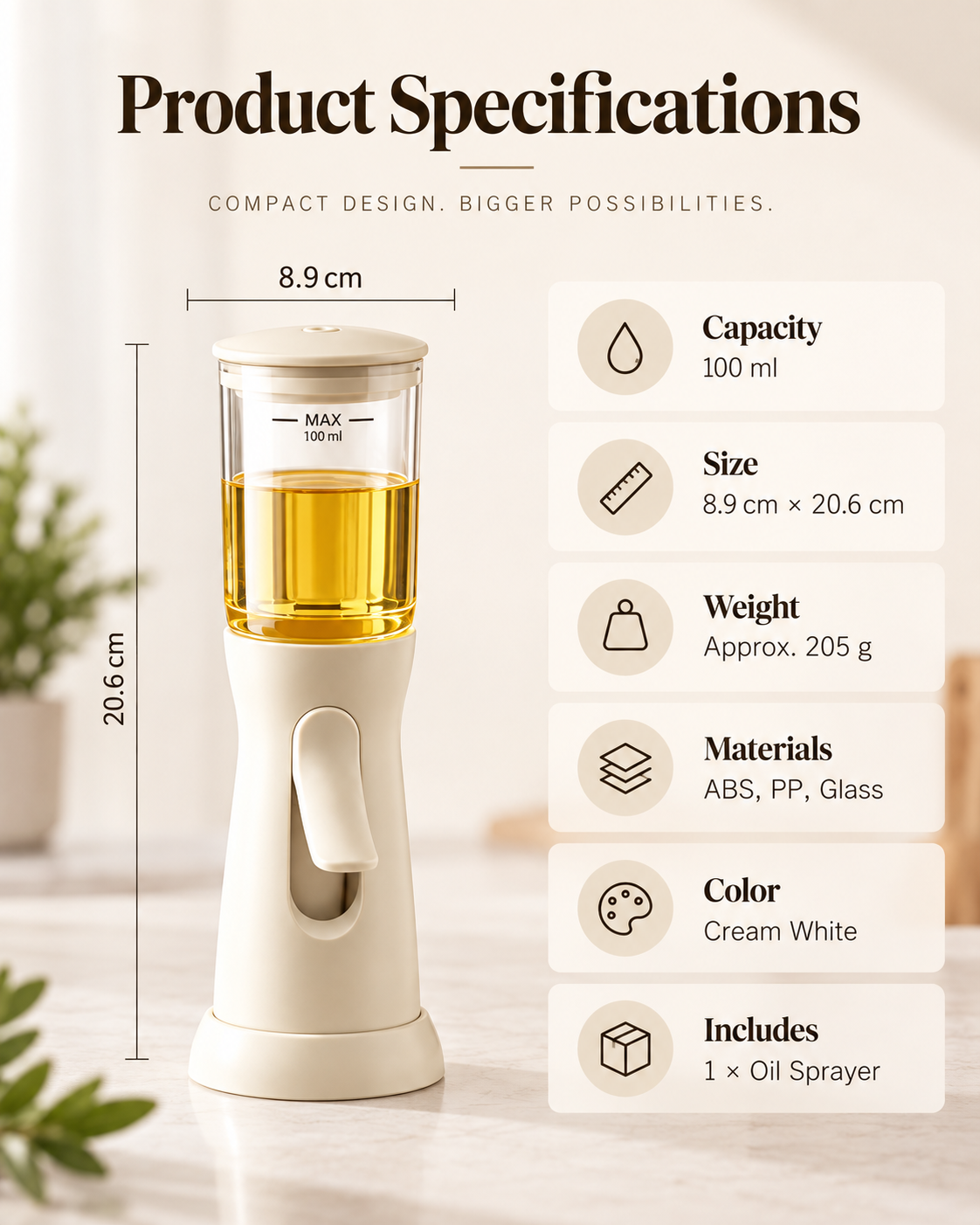 Glass Oil Sprayer, 100ml 360° Fine Mist Oil Spray Bottle for Air Fryers, Salads, BBQ, and Pan Cooking