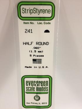 Evergreen Half Round .060" - Opaque White Polystyrene - #241